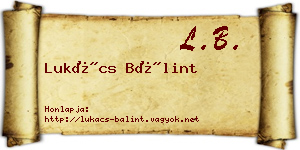 Lukács Bálint névjegykártya